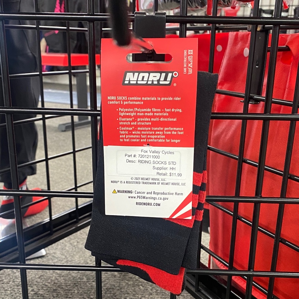 NORU Standard Riding Socks - Black and Red Design - Picture 3 of 4